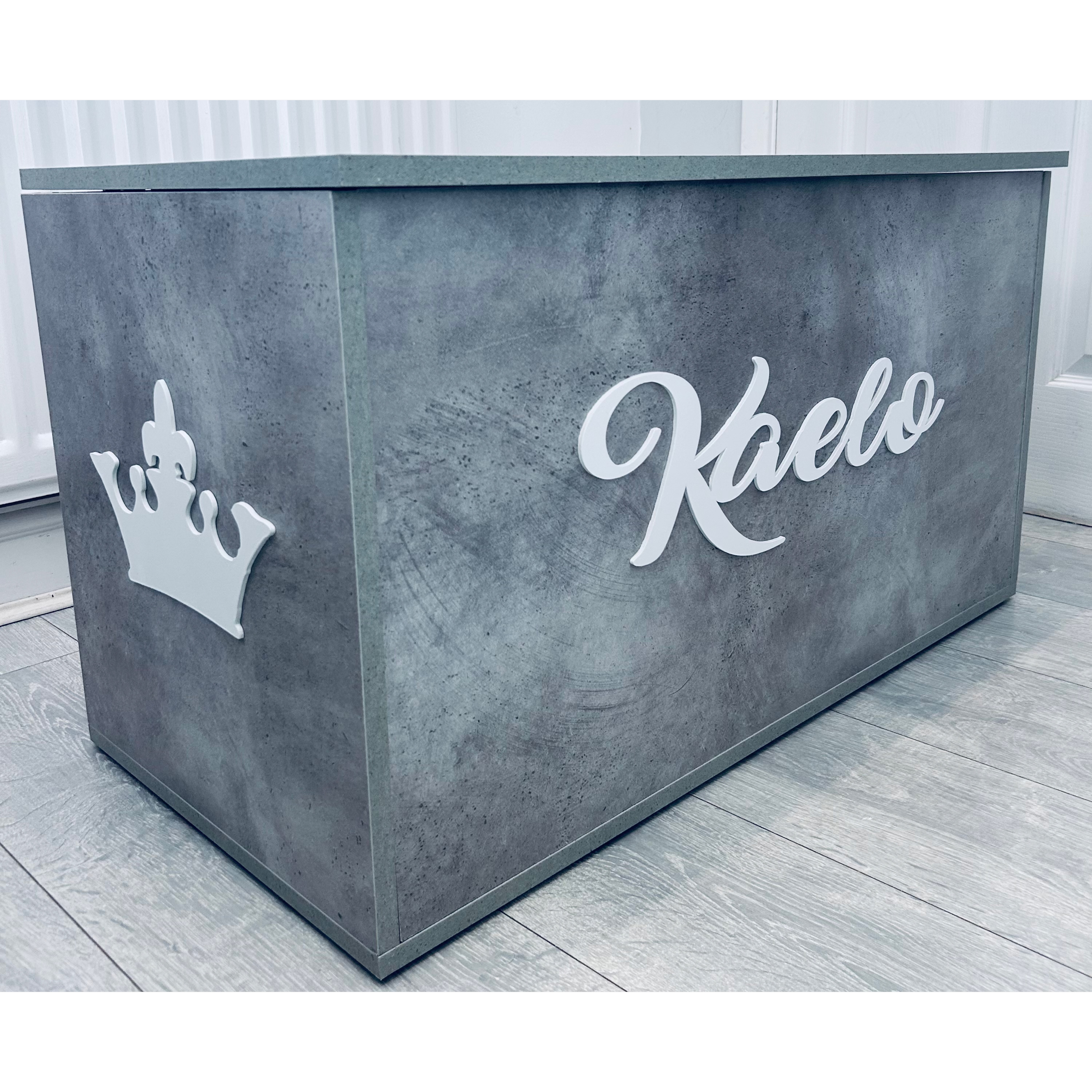 Personalised Toy Box – Cement Grey Effect V2